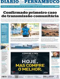 Capa do jornal Diario de Pernambuco 18/03/2020