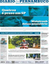 Capa do jornal Diario de Pernambuco 19/06/2020