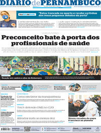 Capa do jornal Diario de Pernambuco 20/04/2020