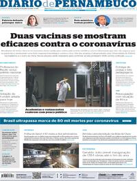 Capa do jornal Diario de Pernambuco 21/07/2020