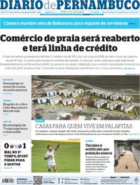 Capa do jornal Diario de Pernambuco 21/08/2020