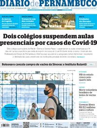 Capa do jornal Diario de Pernambuco 22/10/2020
