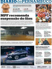 Capa do jornal Diario de Pernambuco 23/01/2020