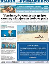 Capa do jornal Diario de Pernambuco 23/03/2020