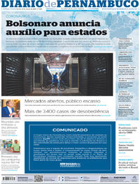 Capa do jornal Diario de Pernambuco 24/03/2020