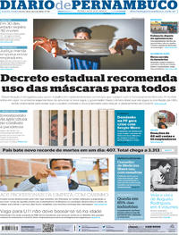 Capa do jornal Diario de Pernambuco 24/04/2020