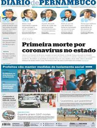 Capa do jornal Diario de Pernambuco 26/03/2020