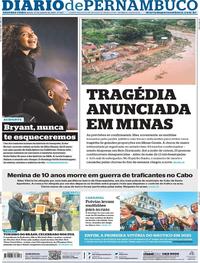 Capa do jornal Diario de Pernambuco 27/01/2020