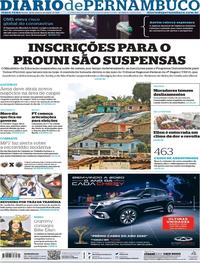 Capa do jornal Diario de Pernambuco 28/01/2020