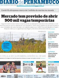 Capa do jornal Diario de Pernambuco 29/09/2020