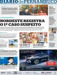 Capa do jornal Diario de Pernambuco 30/01/2020