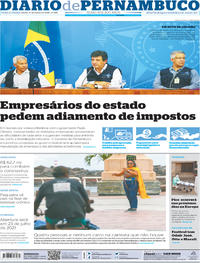 Capa do jornal Diario de Pernambuco 31/03/2020