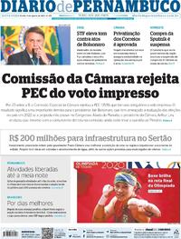 Capa do jornal Diario de Pernambuco 06/08/2021
