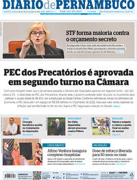 Capa do jornal Diario de Pernambuco 10/11/2021