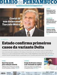 Capa do jornal Diario de Pernambuco 13/08/2021