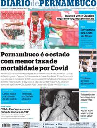 Capa do jornal Diario de Pernambuco 19/04/2021