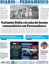Capa do jornal Diario de Pernambuco 19/08/2021
