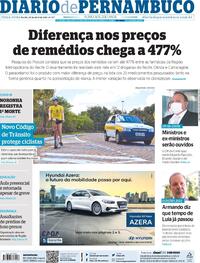 Capa do jornal Diario de Pernambuco 20/04/2021