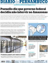 Capa do jornal Diario de Pernambuco 21/05/2021