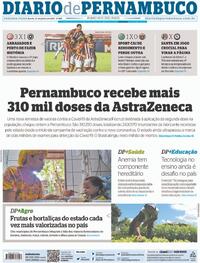 Capa do jornal Diario de Pernambuco 21/06/2021