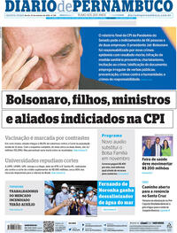 Capa do jornal Diario de Pernambuco 21/10/2021