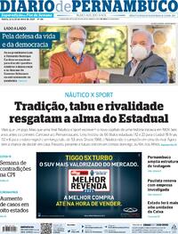 Capa do jornal Diario de Pernambuco 22/05/2021