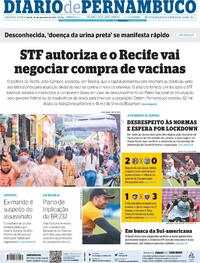 Capa do jornal Diario de Pernambuco 25/02/2021