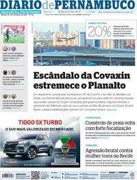 Capa do jornal Diario de Pernambuco 26/06/2021
