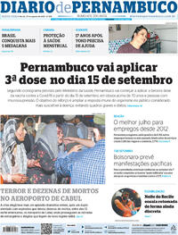 Capa do jornal Diario de Pernambuco 27/08/2021