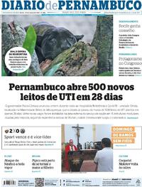 Capa do jornal Diario de Pernambuco 29/03/2021