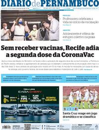 Capa do jornal Diario de Pernambuco 29/04/2021