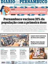 Capa do jornal Diario de Pernambuco 29/06/2021