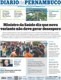 Capa do jornal Diario de Pernambuco 29/11/2021