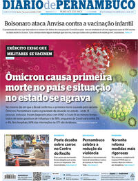 Capa do jornal Diario de Pernambuco 07/01/2022