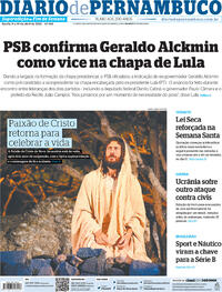Capa do jornal Diario de Pernambuco 09/04/2022