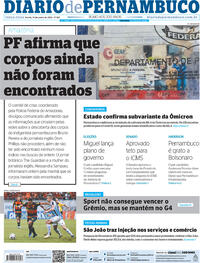 Capa do jornal Diario de Pernambuco 14/06/2022