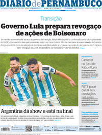 Capa do jornal Diario de Pernambuco 14/12/2022