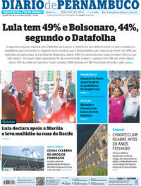 Capa do jornal Diario de Pernambuco 15/10/2022