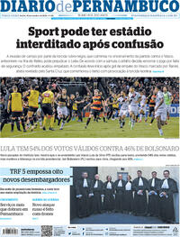 Capa do jornal Diario de Pernambuco 18/10/2022