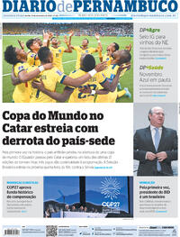 Capa do jornal Diario de Pernambuco 21/11/2022
