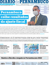 Capa do jornal Diario de Pernambuco 22/01/2022
