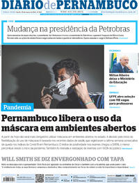 Capa do jornal Diario de Pernambuco 29/03/2022