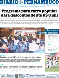Capa do jornal Diario de Pernambuco 06/06/2023