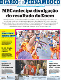Capa do jornal Diario de Pernambuco 09/02/2023