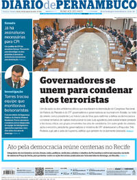 Capa do jornal Diario de Pernambuco 10/01/2023