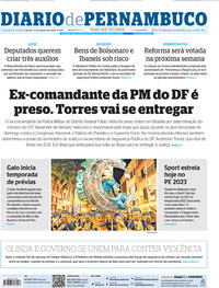 Capa do jornal Diario de Pernambuco 11/01/2023