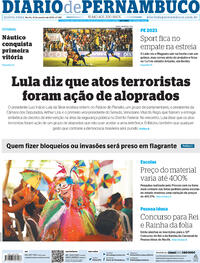 Capa do jornal Diario de Pernambuco 12/01/2023