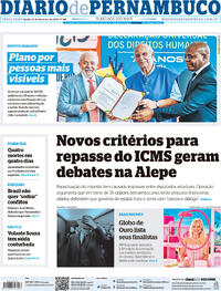 Capa do jornal Diario de Pernambuco 12/12/2023