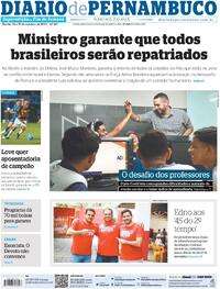 Capa do jornal Diario de Pernambuco 14/10/2023