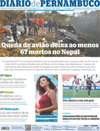 Capa do jornal Diario de Pernambuco 16/01/2023